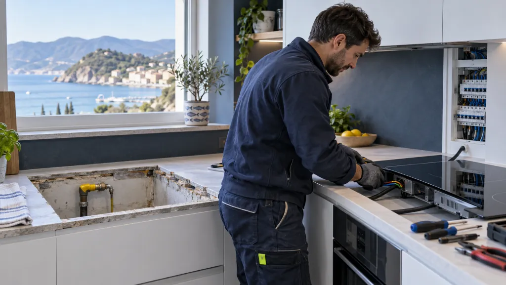 Piano a induzione da incasso installato in cucina moderna - Baroni Impianti Sestri Levante